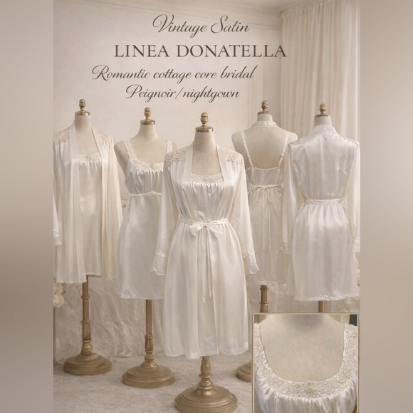 Linea Donatella Other - Linea Donatella White Satin Chemise + Robe